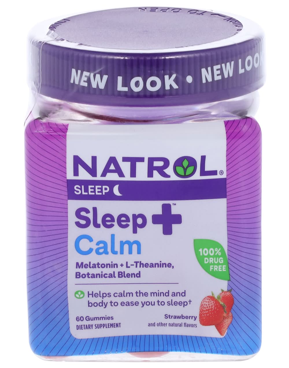 Natrol Sleep + Calm Melatonin + L-Theanine, Botanical Blend Supplement Gummies, Strawberry (7.05 oz, 60 ct)
