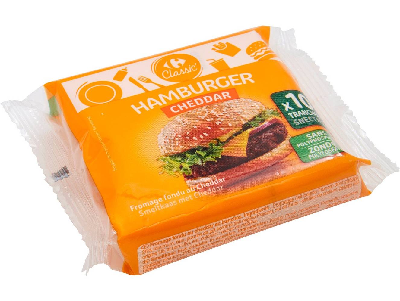 Carrefour Classic' - Fromage cheddar en tranches pour hamburger (10)