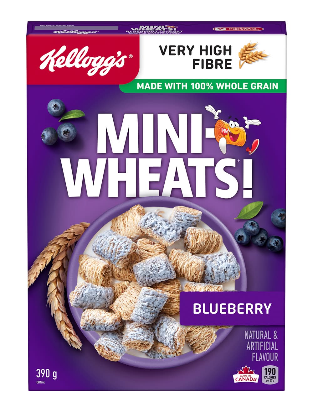 Kellogg's Mini Wheats Cereal, Blueberry (390 g)