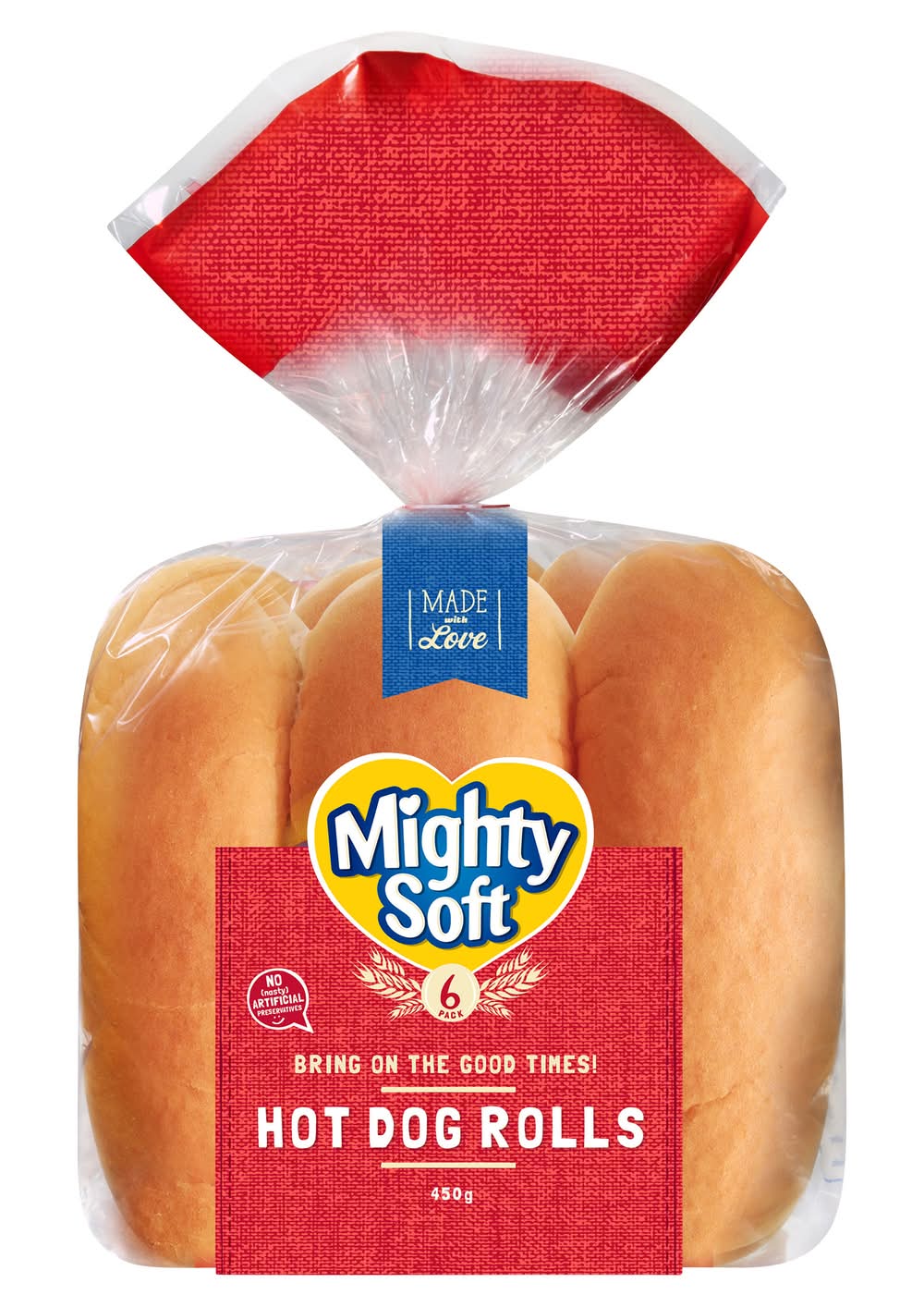 Mighty Soft Hot Dog Bread (450g, 6 pack)
