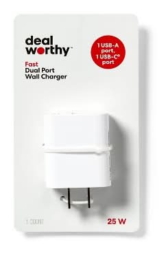 Dealworthy Dual Port Usb-A & Usb-C Wall Charger 25w