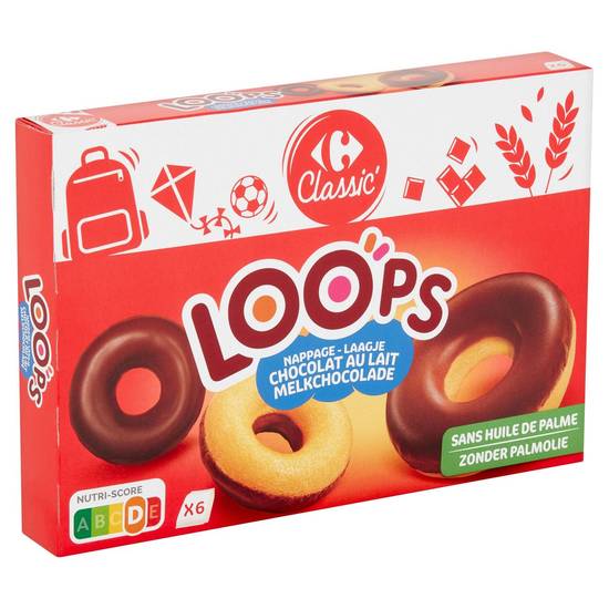 Carrefour Classic'' Loops Nappage Chocolat au Lait 6 Pièces 180 g