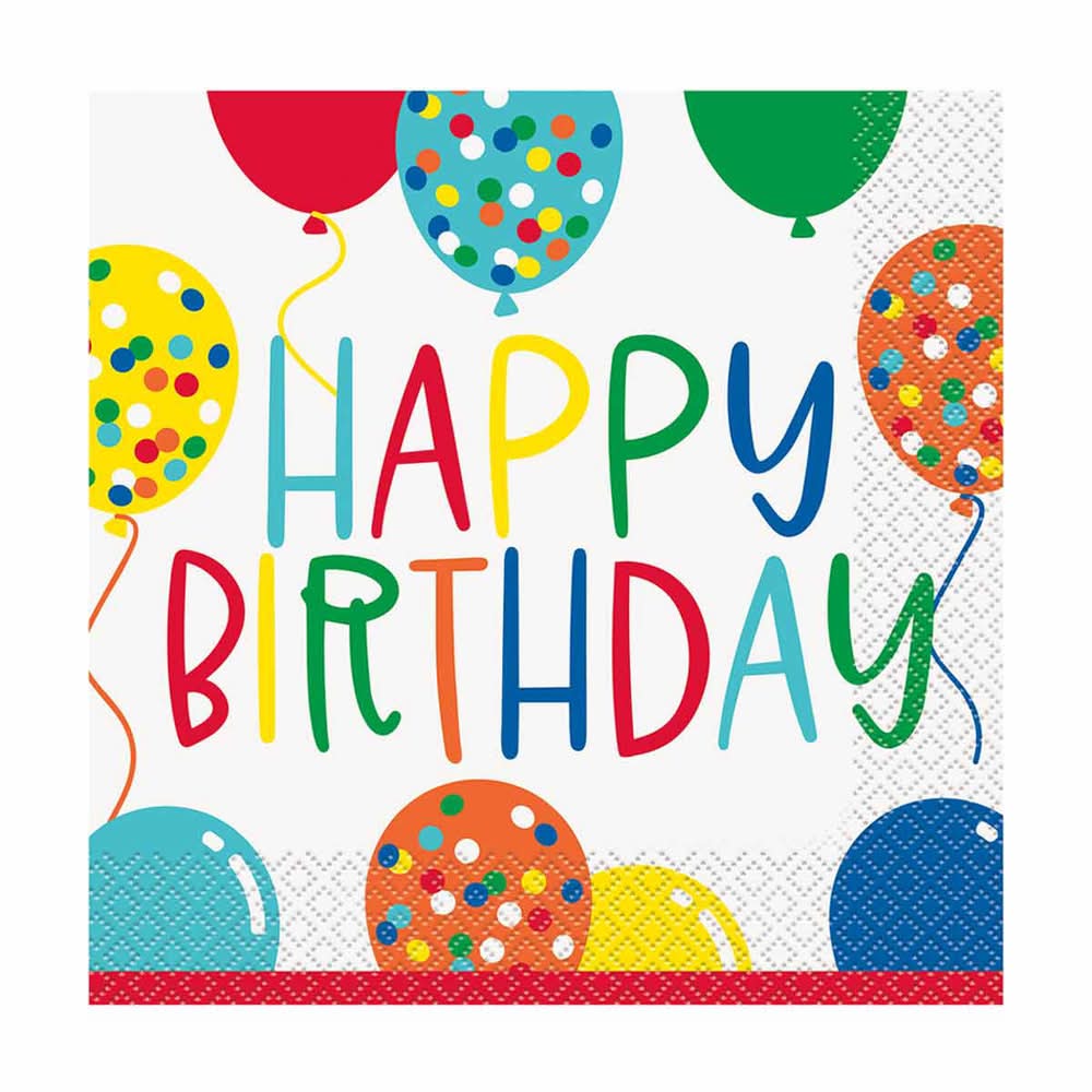 Birthday Balloons 'Happy Birthday' Paper Napkins (16 ct)