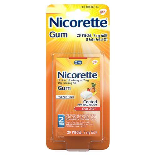 Nicorette Nicotine Gum To Stop Smoking Fruit Chill - 20.0 ea