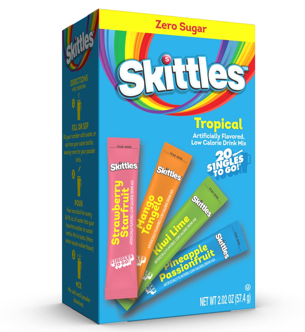 Skittles Variety pack Drink Sticks, Tropical (2.02 oz, 20 ct)