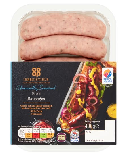 Co-op Irresistible Classically Seasoned Pork Sausages (6 pack)