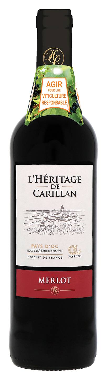 L'Héritage de Carillan - Vin rouge merlot igp pays d'oc (750ml)