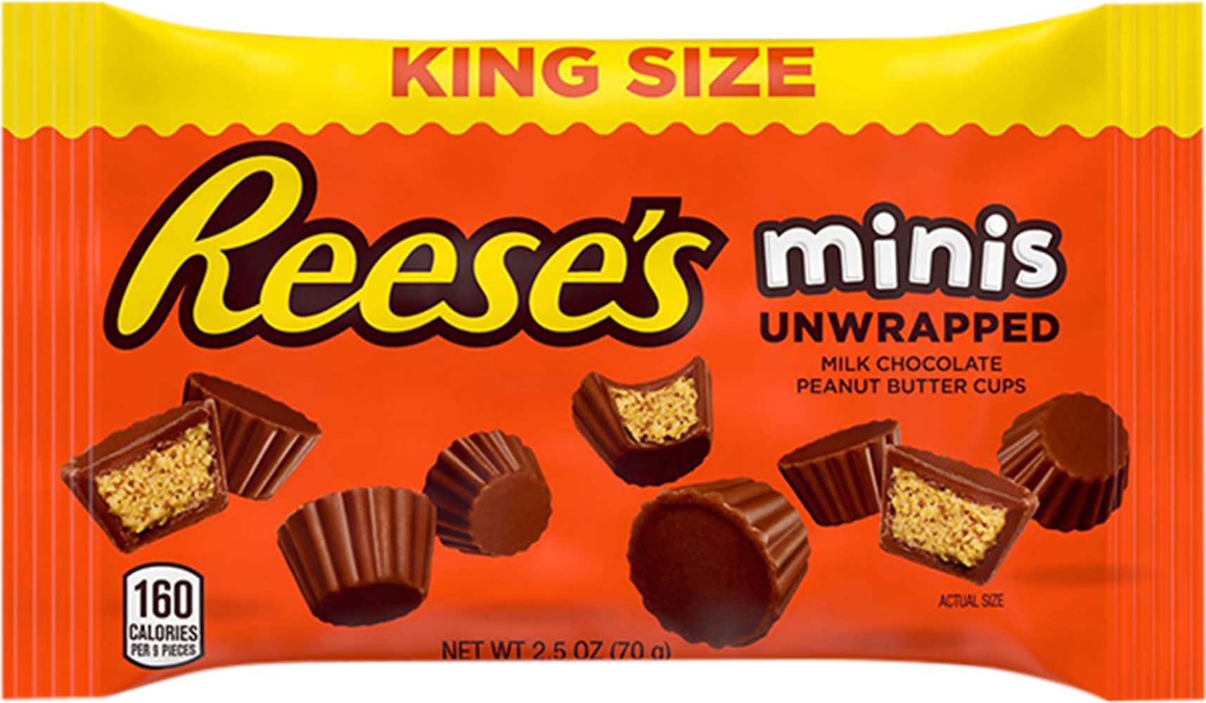 Reese's Unwrapped Minis Cups King Size, Milk Chocolate-Peanut Butter (2.5 oz)