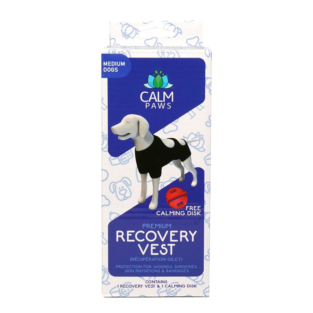 Calm Paws Premium Recovery Vest and Calming Disk for Dogs (Size: Medium)