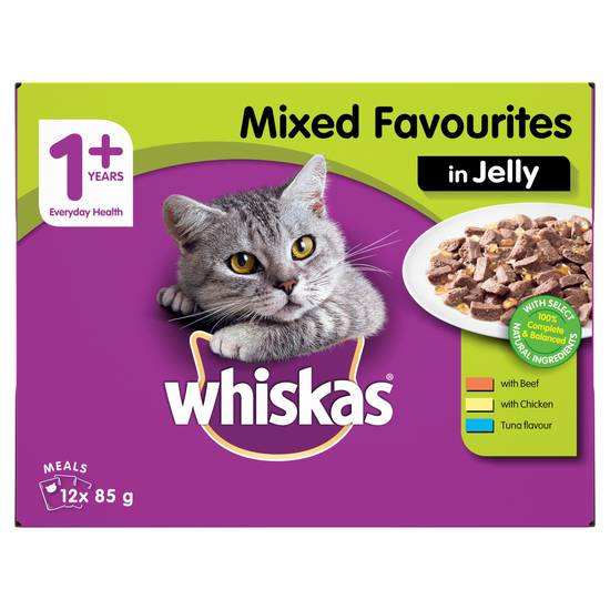 Whiskas Favourites Mixed in Jelly Cat Food 12x85g 12 pack