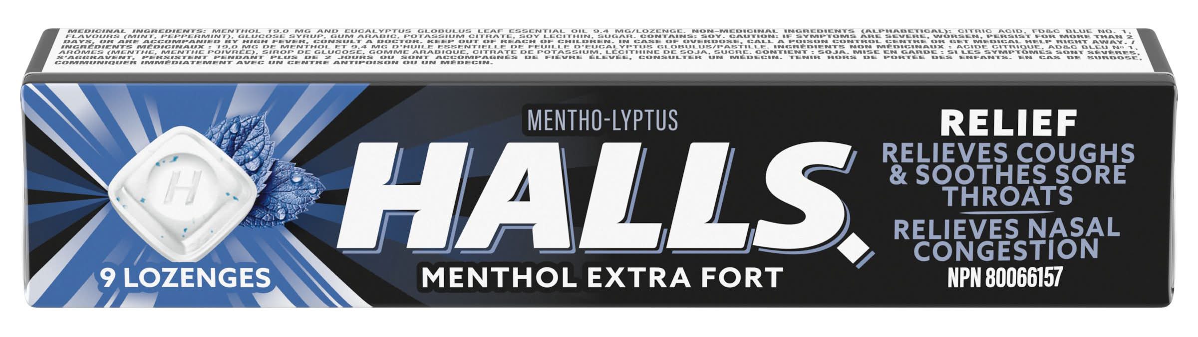 Halls Cough & Sore Throat Lozenges, Mentho-Lyptus (33 g, 9 ct)