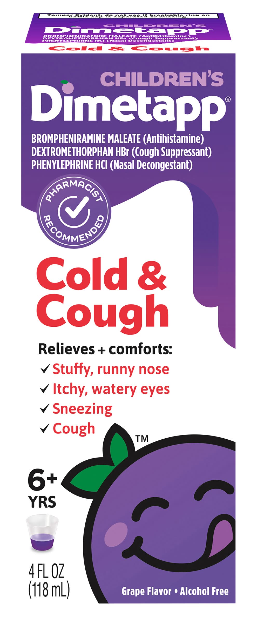 Dimetapp Grape Flavor Cold & Cough Syrup For Children (4 fl oz)