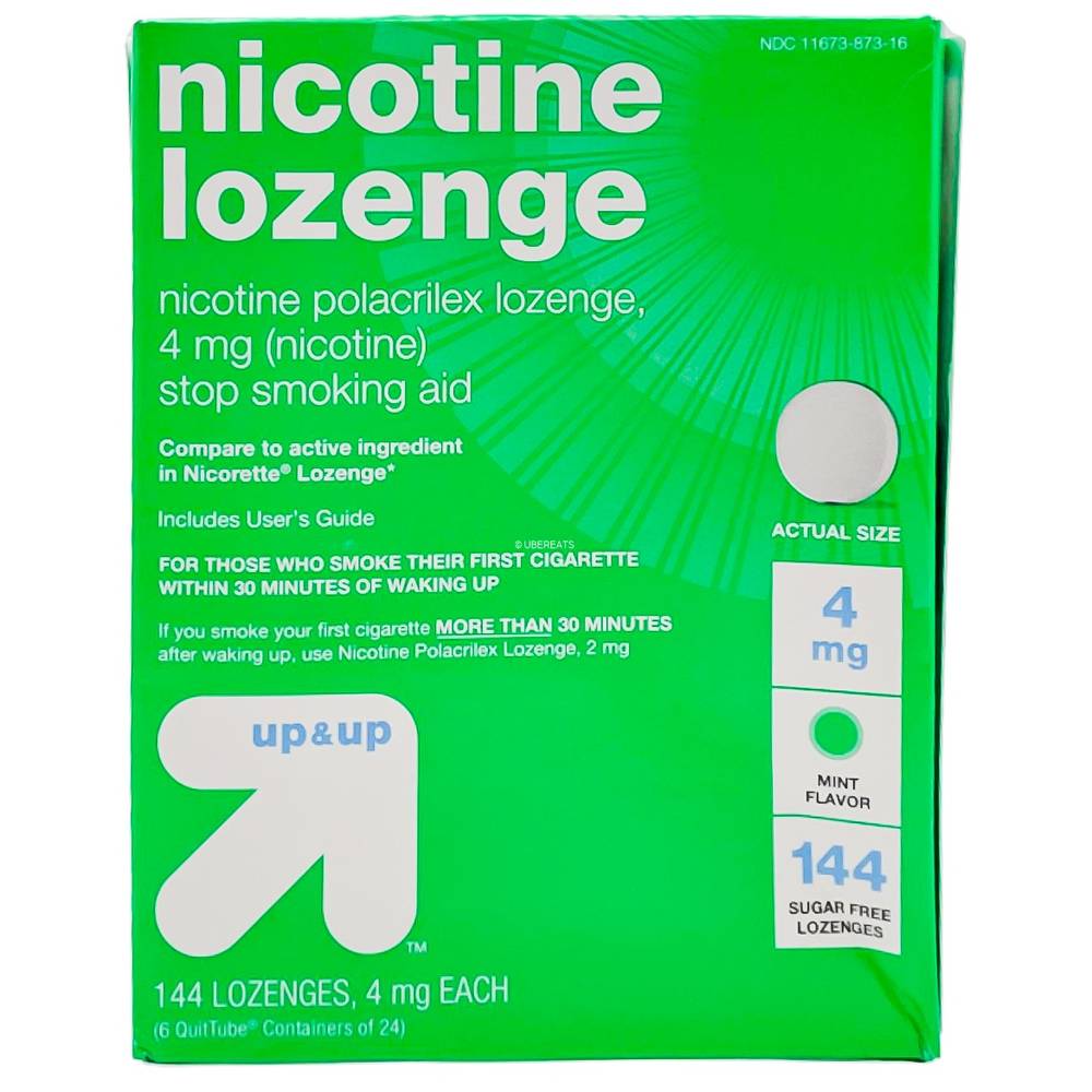 up&up Coated Nicotine 4mg Lozenges Stop Smoking Aid, Mint (144 ct)