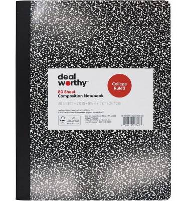 Dealworthy Composition College Ruled Book, Black