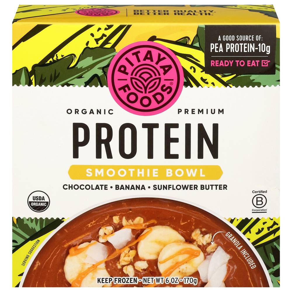 Pitaya Foods Recover Smoothie Bowl, Chocolate - Banana - Sunflower Butter (6 oz)