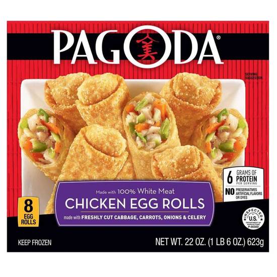 Pagoda Frozen 100% White Meat Chicken Egg Rolls 8ct 22oz