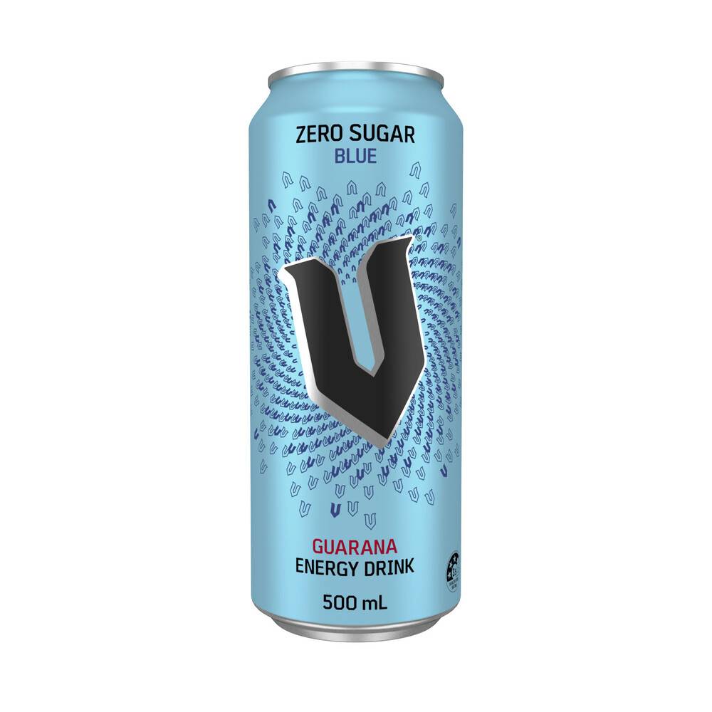 V Energy Drink Can Blue Sugar Free 500ml