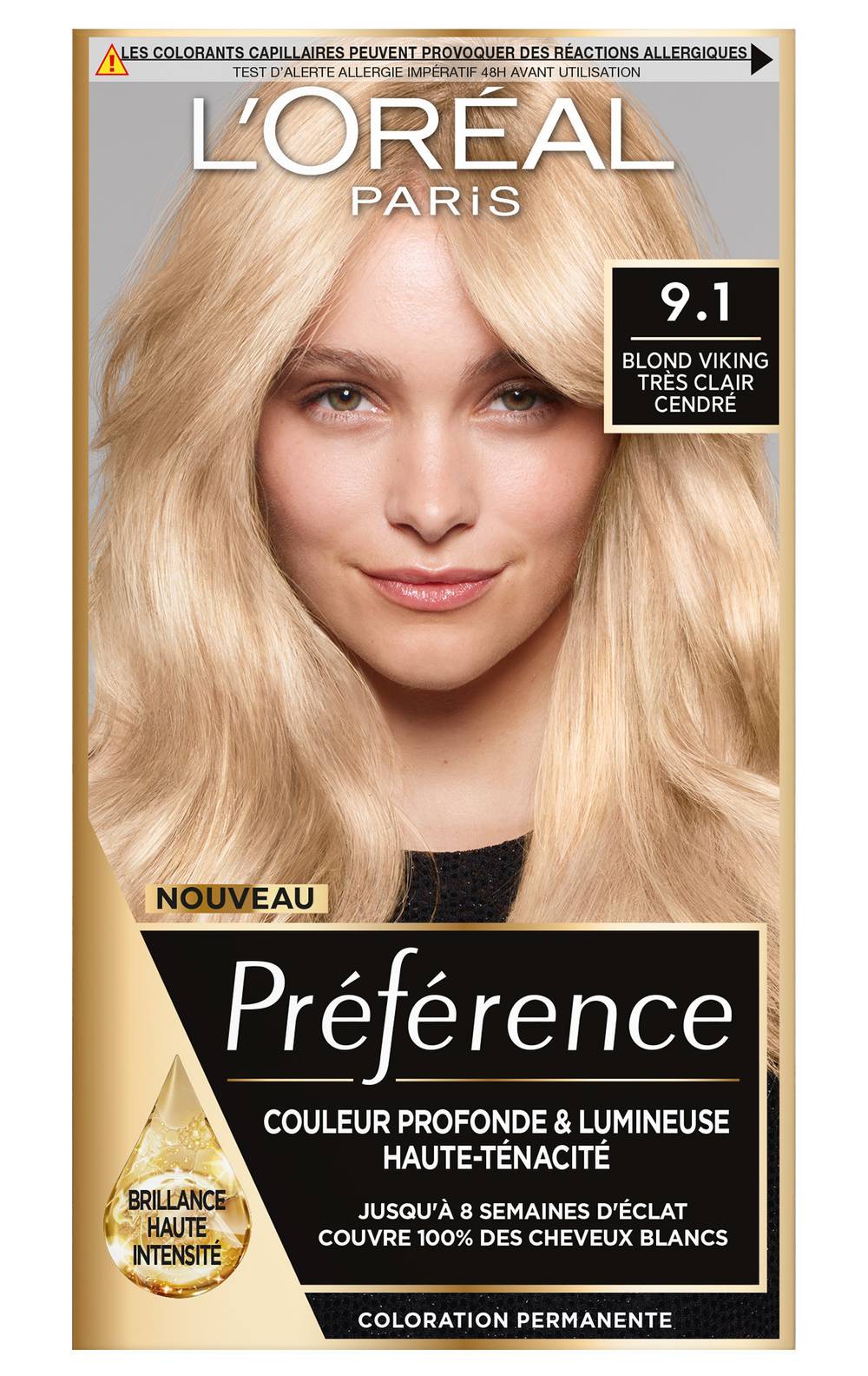 L'Oréal - Préférence coloration permanente profonde et lumineuse 9.1 oslo blond viking (247g)