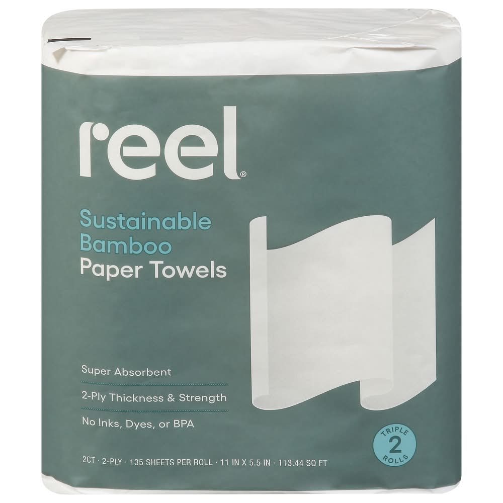 Reel Sustainable Bamboo Paper Towels, 11x5.5 in (2 ct)
