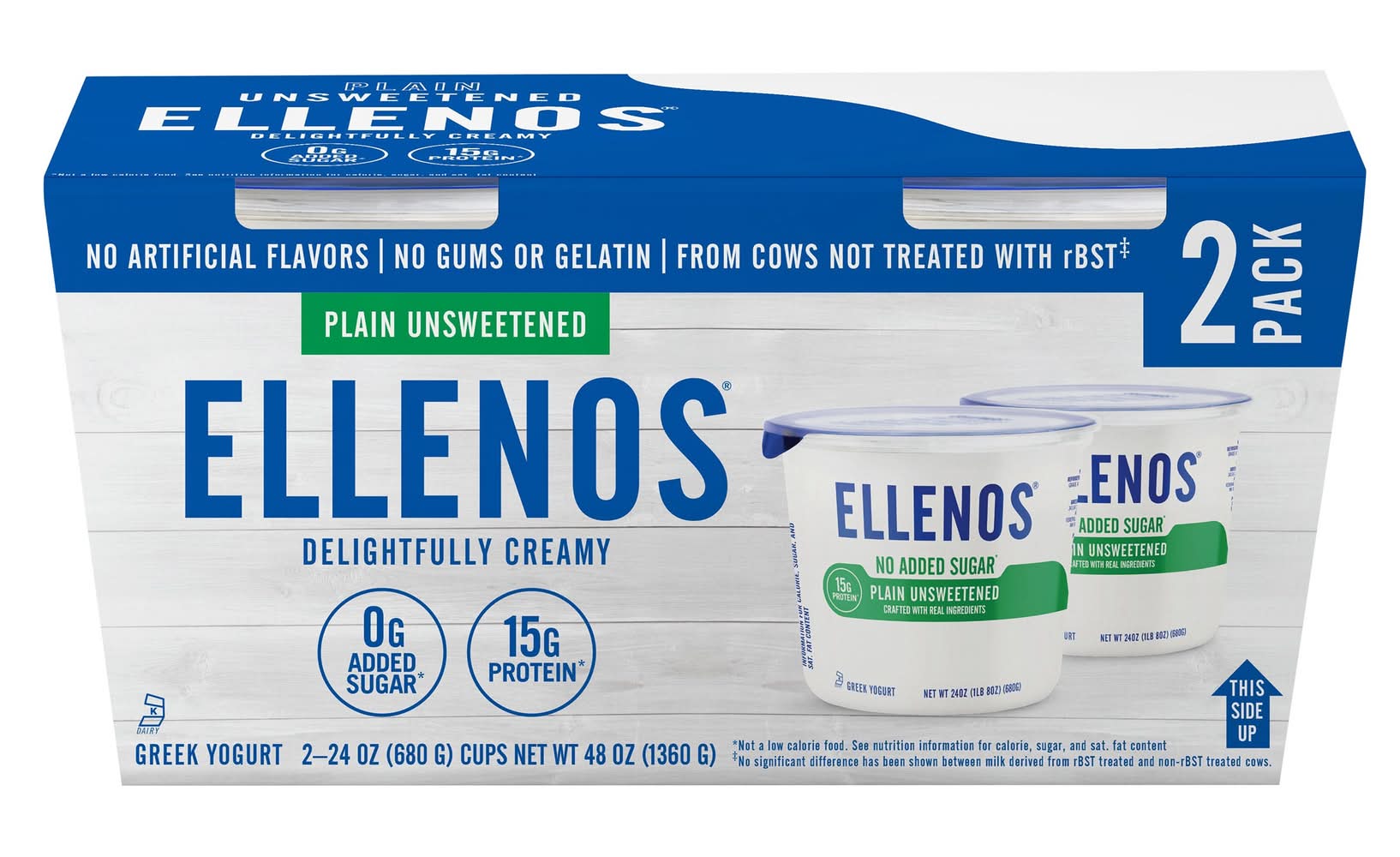 Ellenos Plain Unsweetened Greek Yogurt (2 x 24 oz)