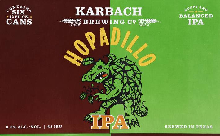 Karbach Brewing Co. Hopadillo Domestic Ipa Beer (6 ct, 12 fl oz)