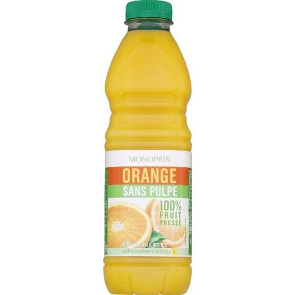 Monoprix 100% Pur Jus D'Orange Sans Pulpe La Bouteille De 1 L