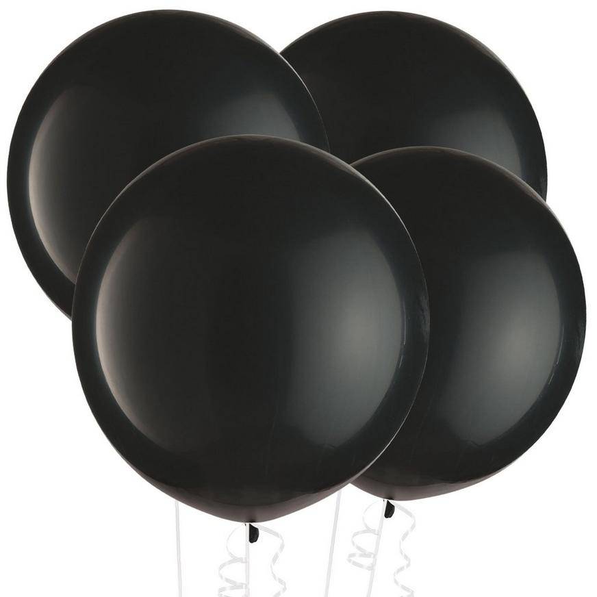 Amscan Round Latex Balloons (4 ct) (24inch/black)