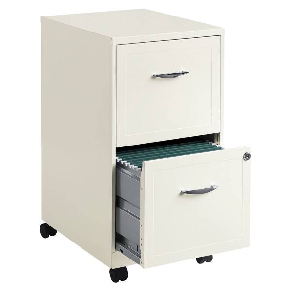 Realspace Metal Pearl White 18"d Vertical 2-drawer Mobile File Cabinet