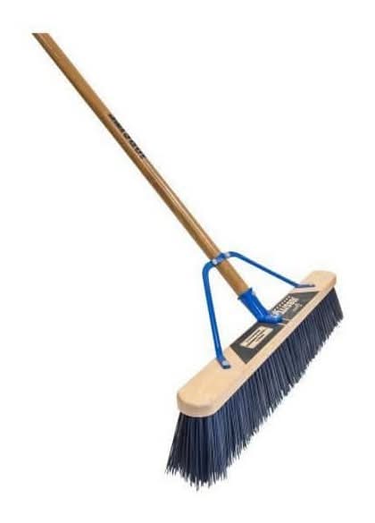 Quickie 24 In. Jobsite Heavy Duty Rough Surface Push Broom, Outdoor For Driveway, Sidewalk And Concrete