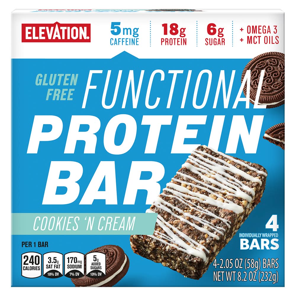 Elevation Functional Protein Bar, Cookies 'N Cream (2.05 oz, 4 ct)