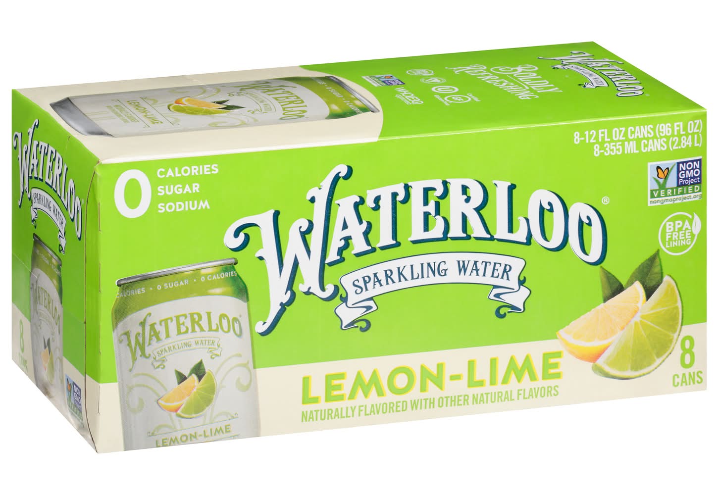 Waterloo Sparkling Water, Lemon Lime (8 x 12 fl oz)