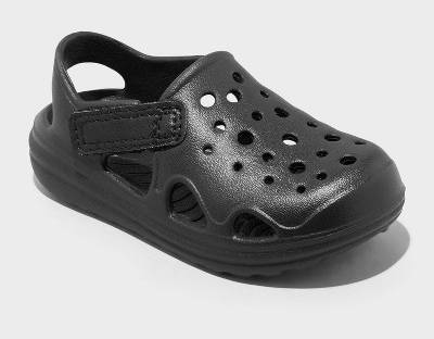 Toddler Atlas Back Strap Clog Sandals - Cat & Jack™ Black 6T: Water Shoes, Hook and Loop Closure, Non-Marking Outsole