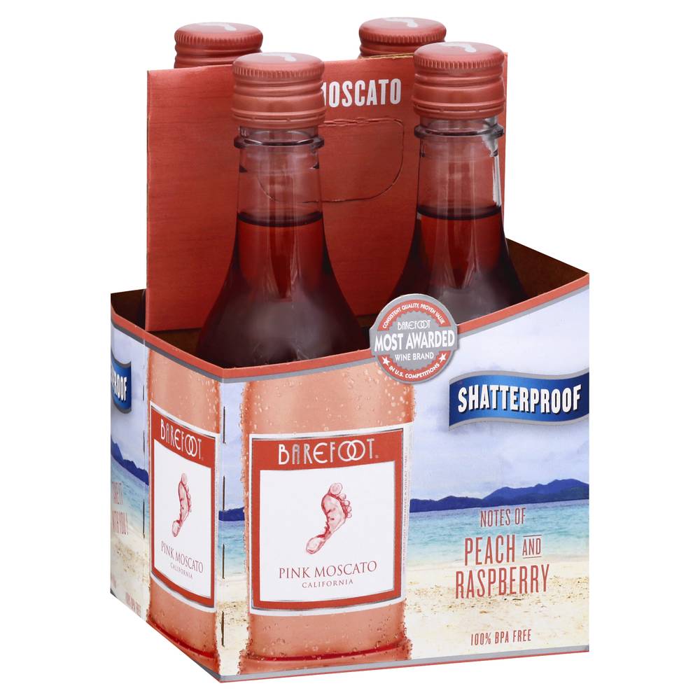 Barefoot Pink California Moscato Wine (4 x 187 ml)