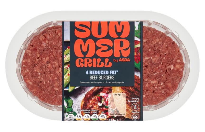 ASDA Succulent Reduced Fat Beef Burgers (4 pack)