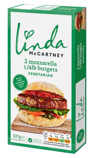 Linda McCartney's Vegetarian Mozzarella Burgers (2 pack)