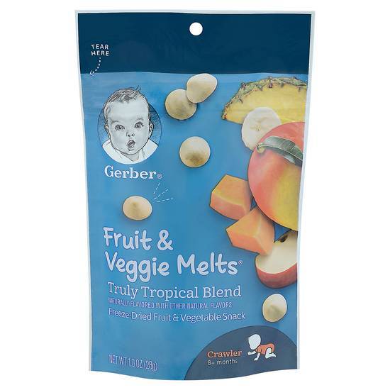 Gerber Fruit & Veggie Melts Crawler Baby Food (size 8/truly tropical)