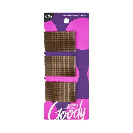 Goody Slide Proof Bobby Hair Pins, Brown (40 g, 60 ct)