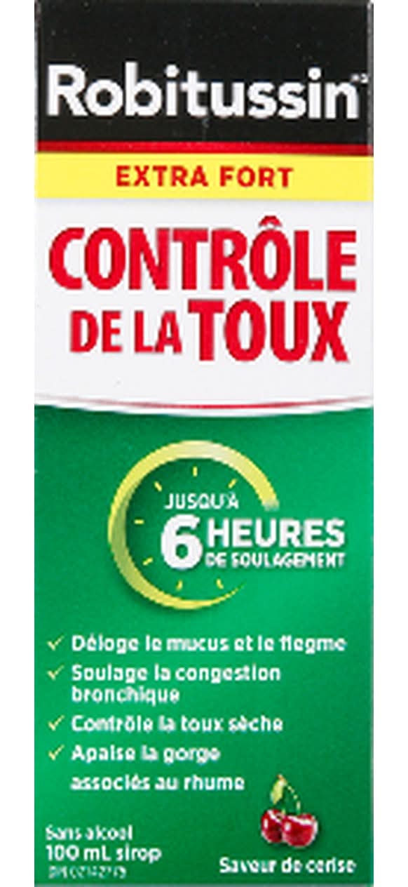 Robitussin Extra Strength Alcohol Free Cough Control Syrup, Cherry (100 ml)