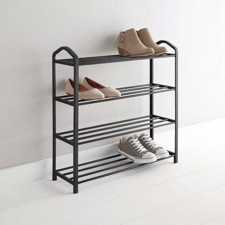 Mainstays étagère à chaussures à 4tablettes, noir (1unité) - shoe rack 4 tier black (1 unit)