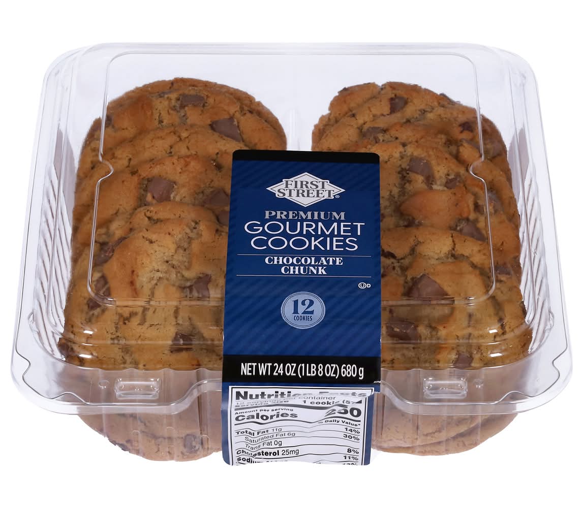 First Street · Premium Chocolate Chunk Gourmet Cookies (12 ct