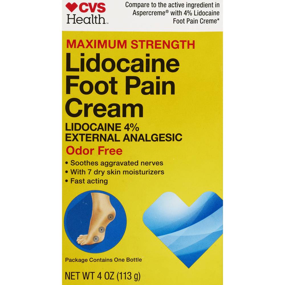 CVS Health Maximum Strength Lidocaine Foot Pain Cream (4 oz)