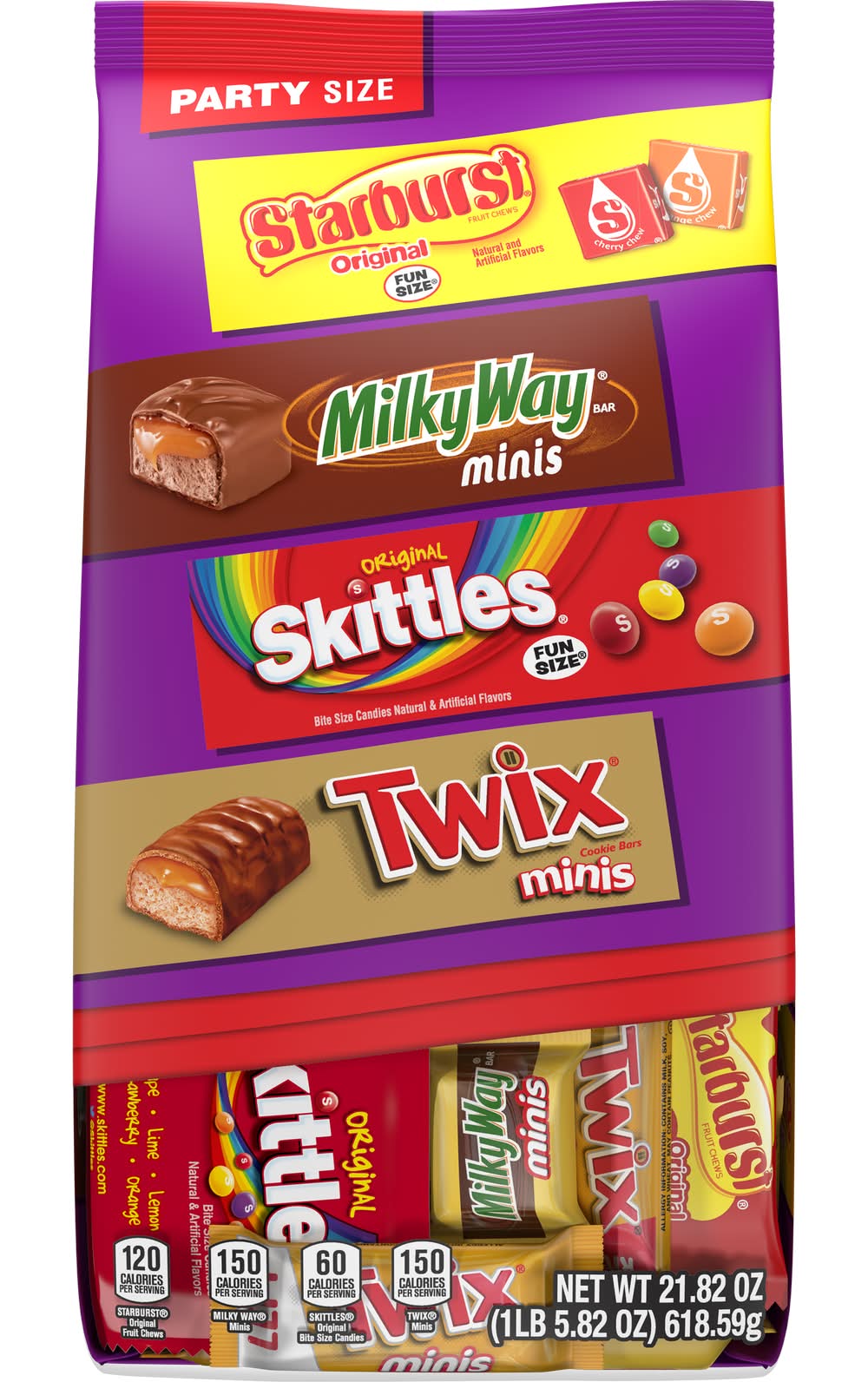 Mars Party Size Variety Candy, Starburst-Milky Way-Skittles-Twix (21.82 oz)