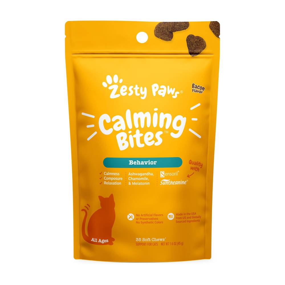 Zesty Paws Calming Cat Chews, Bacon (1.6 oz, 35 ct)