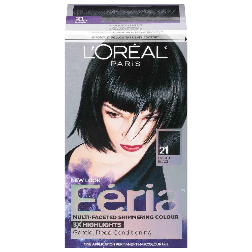 L'Oréal Bright Black 21 Multi-Faceted Shimmering Permanent Haircolour Gel (9.12 oz)