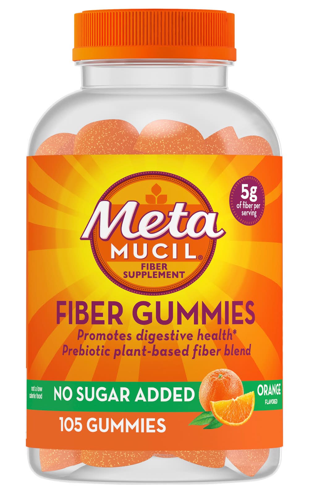 Metamucil Fiber Supplement Gummies Sugar Free, Orange (105 ct)