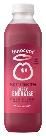 innocent Strawberry Cherry Apple Guarana, Berry Energise Fruit & Vitamin Super Smoothie (750ml)
