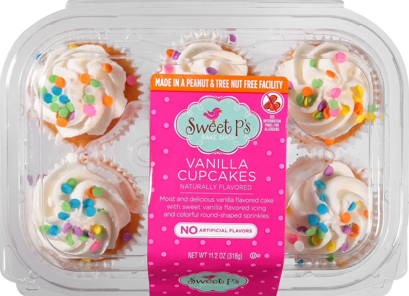 Sweet P's Bake Shop Cupcakes, Vanilla (11.2 oz, 6 ct)