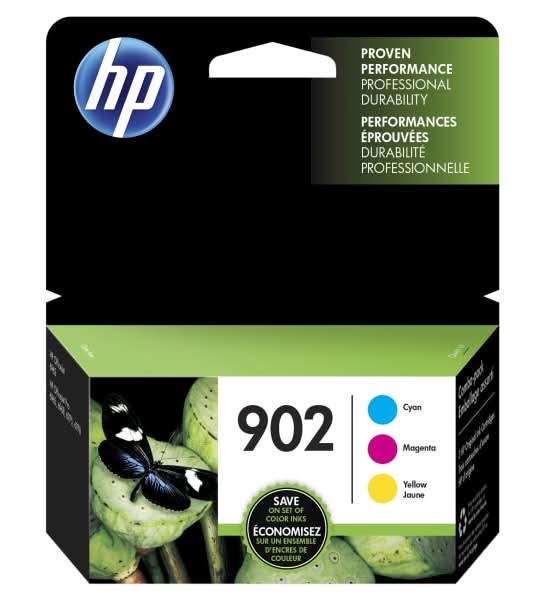 HP 902 Cyan, Magenta, Yellow Ink Cartridges, Pack Of 3, T0A38AN