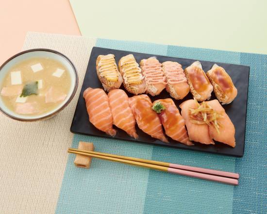 全鮭六滿福 (附湯或飲品) Salmon set of 6 (Free Soup or Drink)