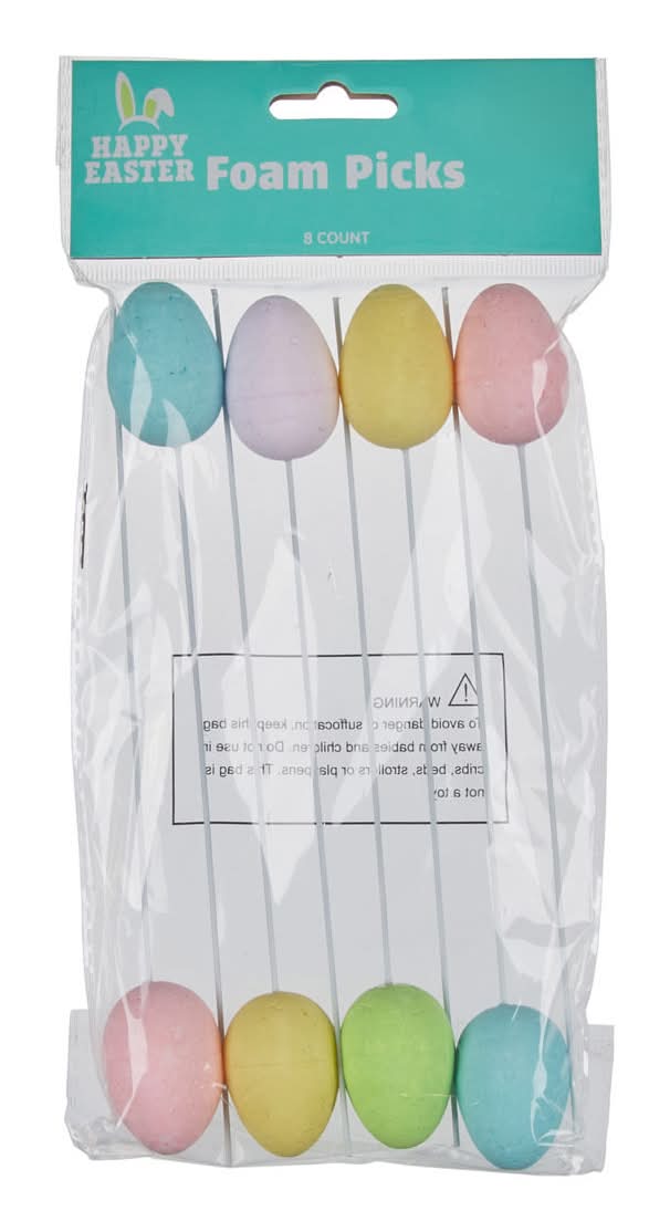 Happy Easter Foam Picks 8 Ct Assorted